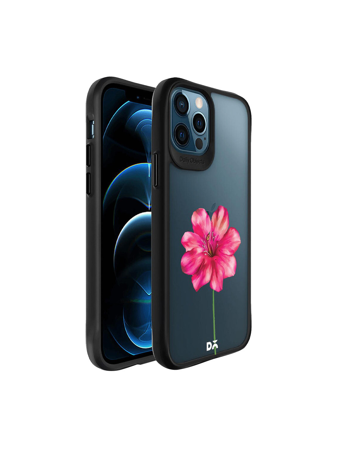 

DailyObjects Pink & Black Printed Clear Painted Hibiscus iPhone 12 Pro Phone Case