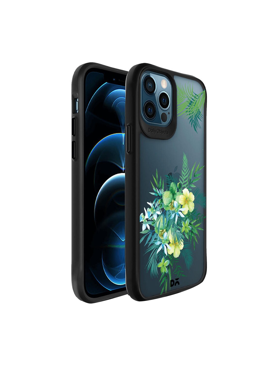

DailyObjects Black & Green Floral Printed iPhone 12 Pro Back Case