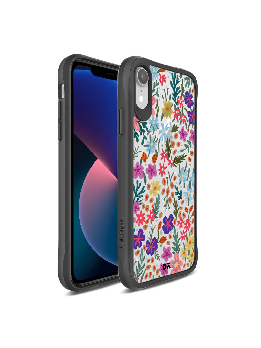 

DailyObjects Black Floral Printed Hybrid Clear iPhone XR Phone Case