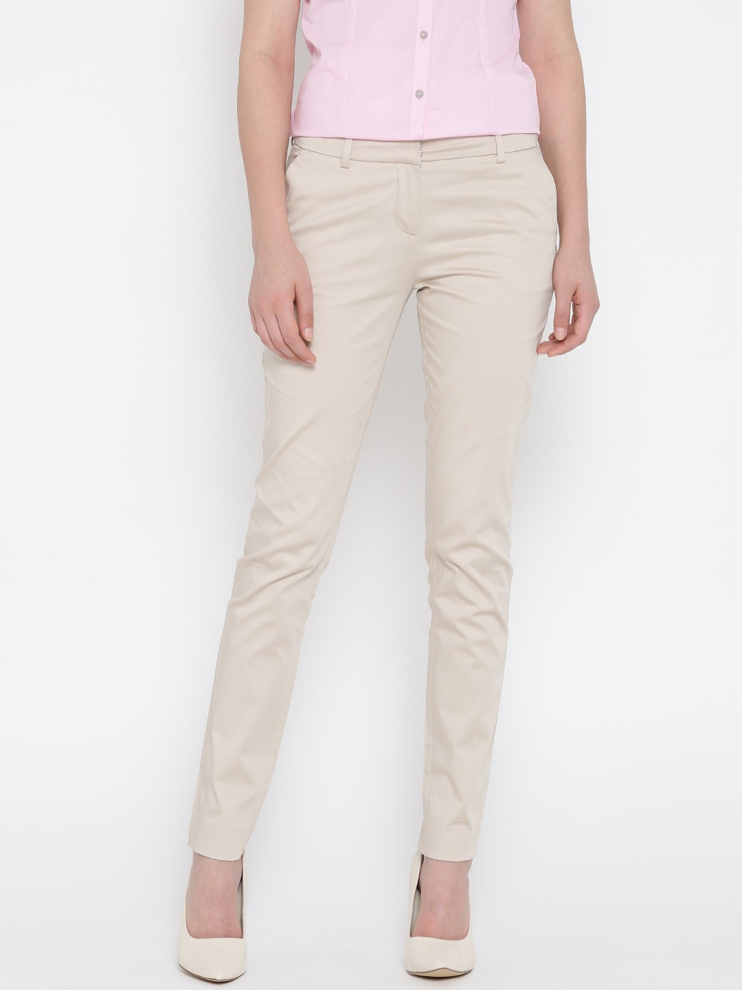 

Wills Lifestyle Women Beige Slim Fit Formal Trousers