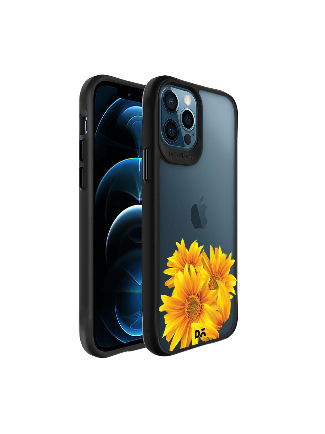 

DailyObjects Deep Blue & Yellow Printed Clear Bright Sunflowers Black Hybrid iPhone 12 Pro Max Phone Case