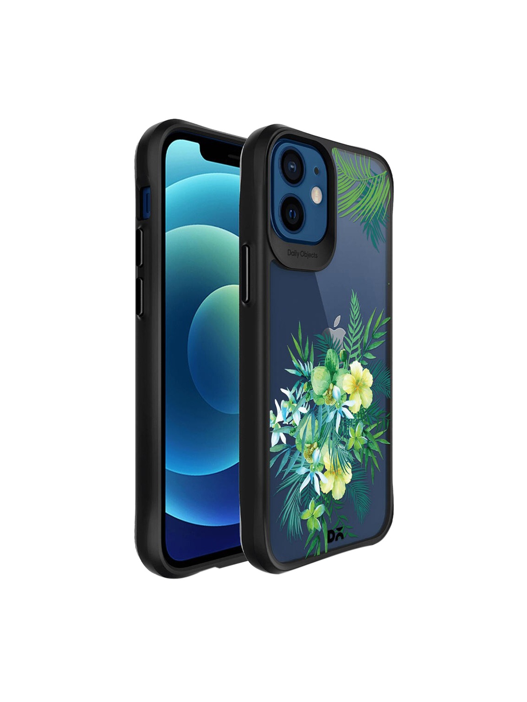 

DailyObjects Black Ferns & Flowers Printed iPhone 12 Mini Case Cover, Multi