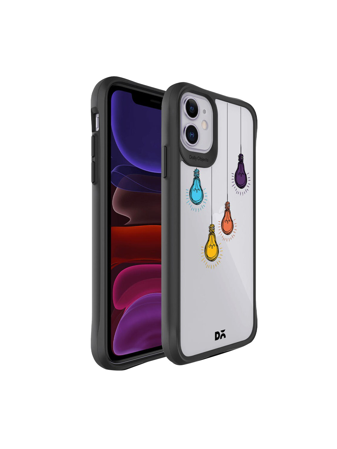 

DailyObjects Transparent Blubs Printed Clear Bulbs Hybrid Clear iPhone 11 Phone Case, Black