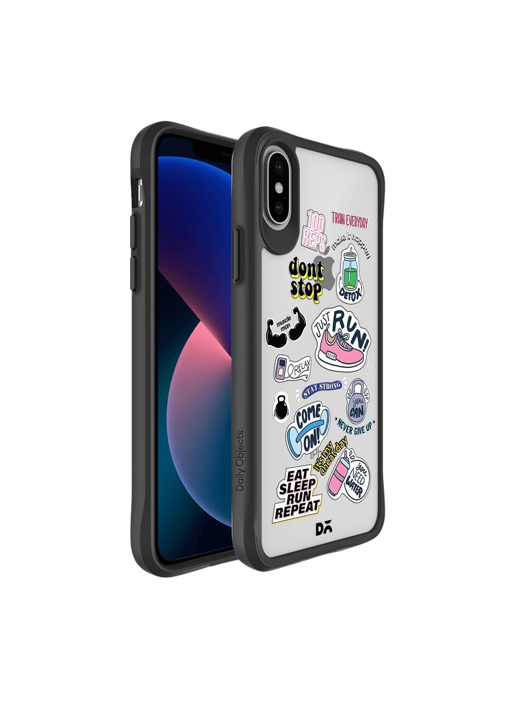 

DailyObjects Black Printed Fitspiration Hybrid Clear iPhone X Phone Case