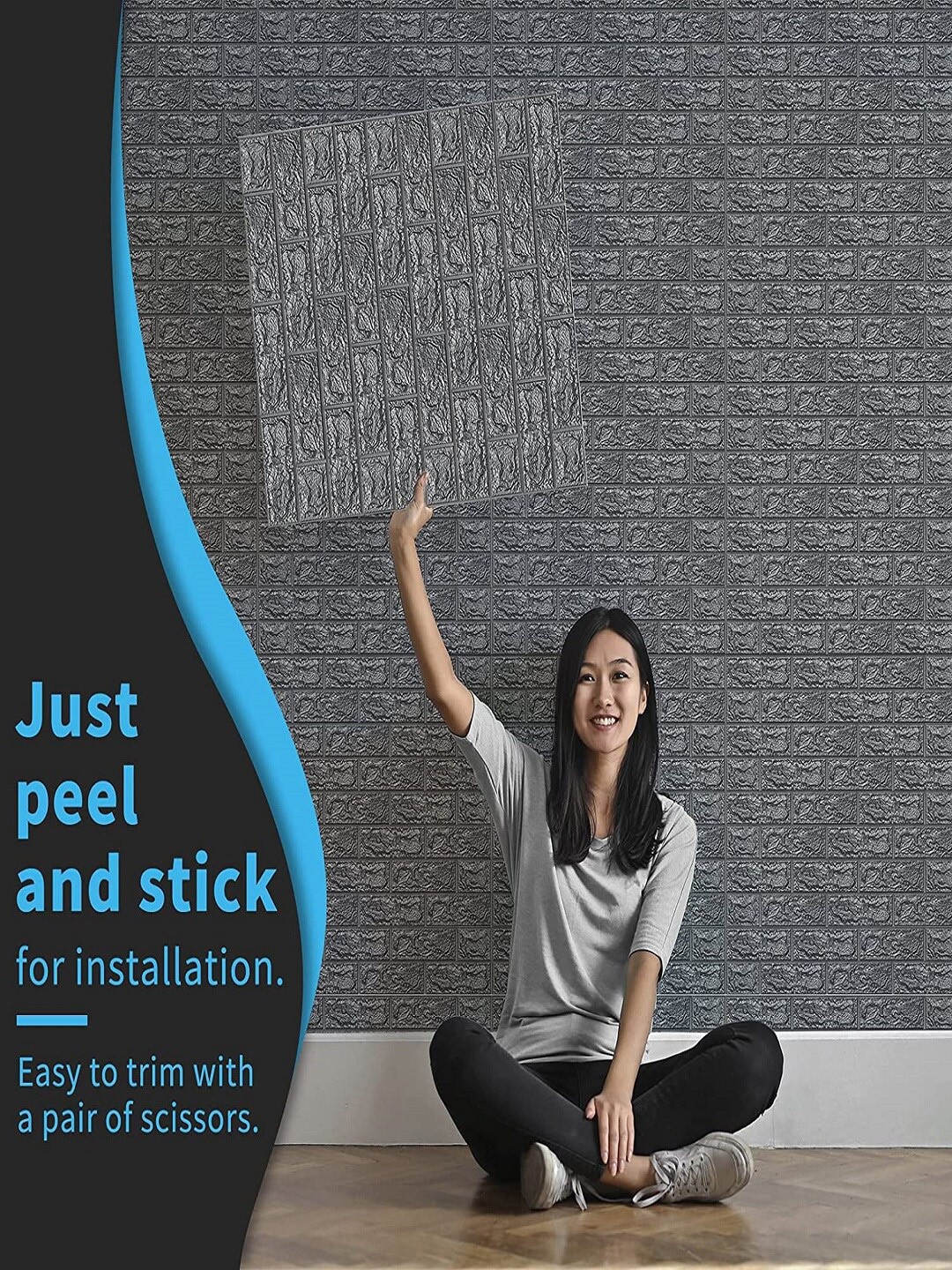 

Tormeti Pack of 15 Grey Brick Self-Adhesive & Waterproof Wallpaper