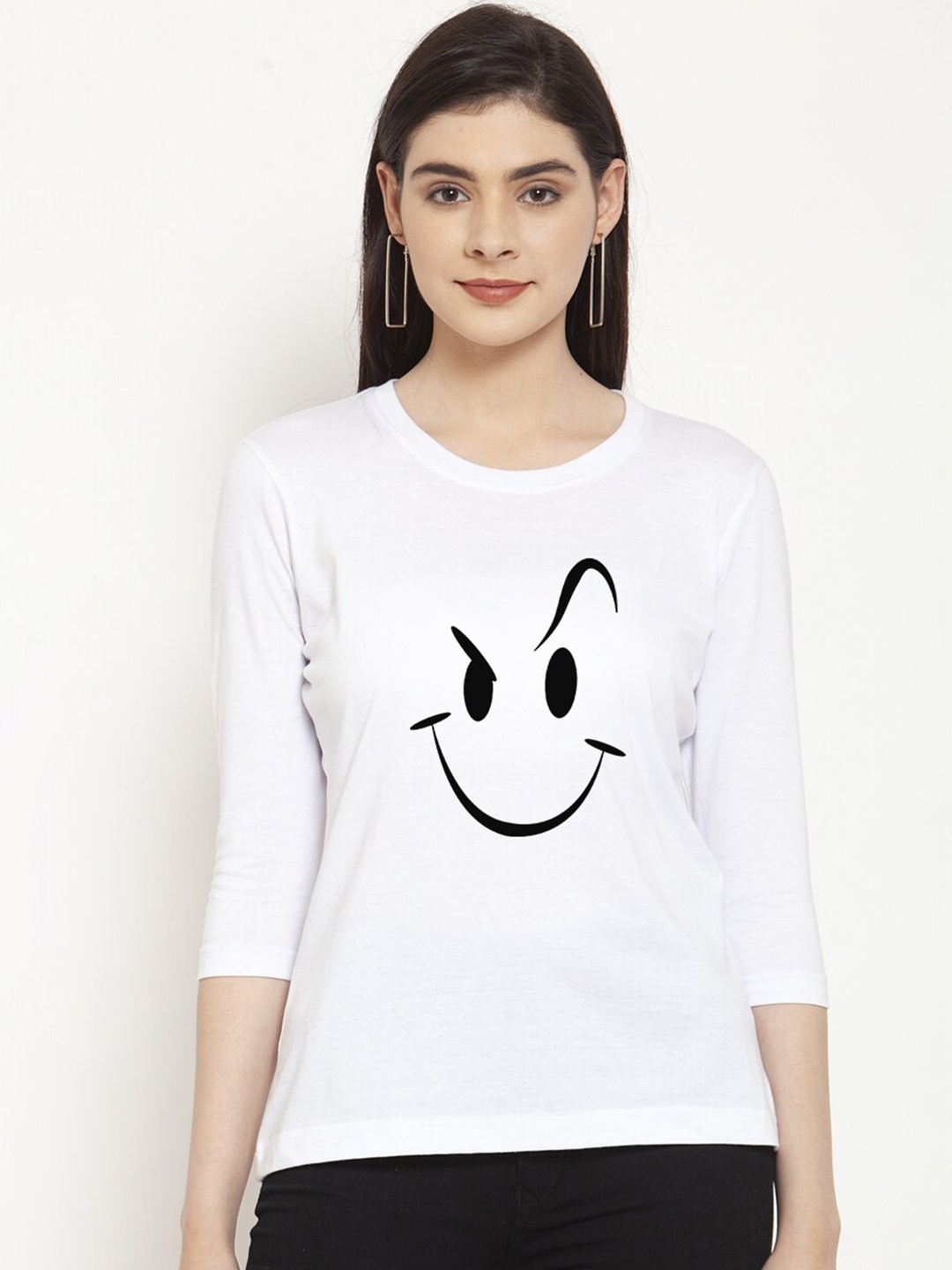 

Friskers Women White Printed T-shirt
