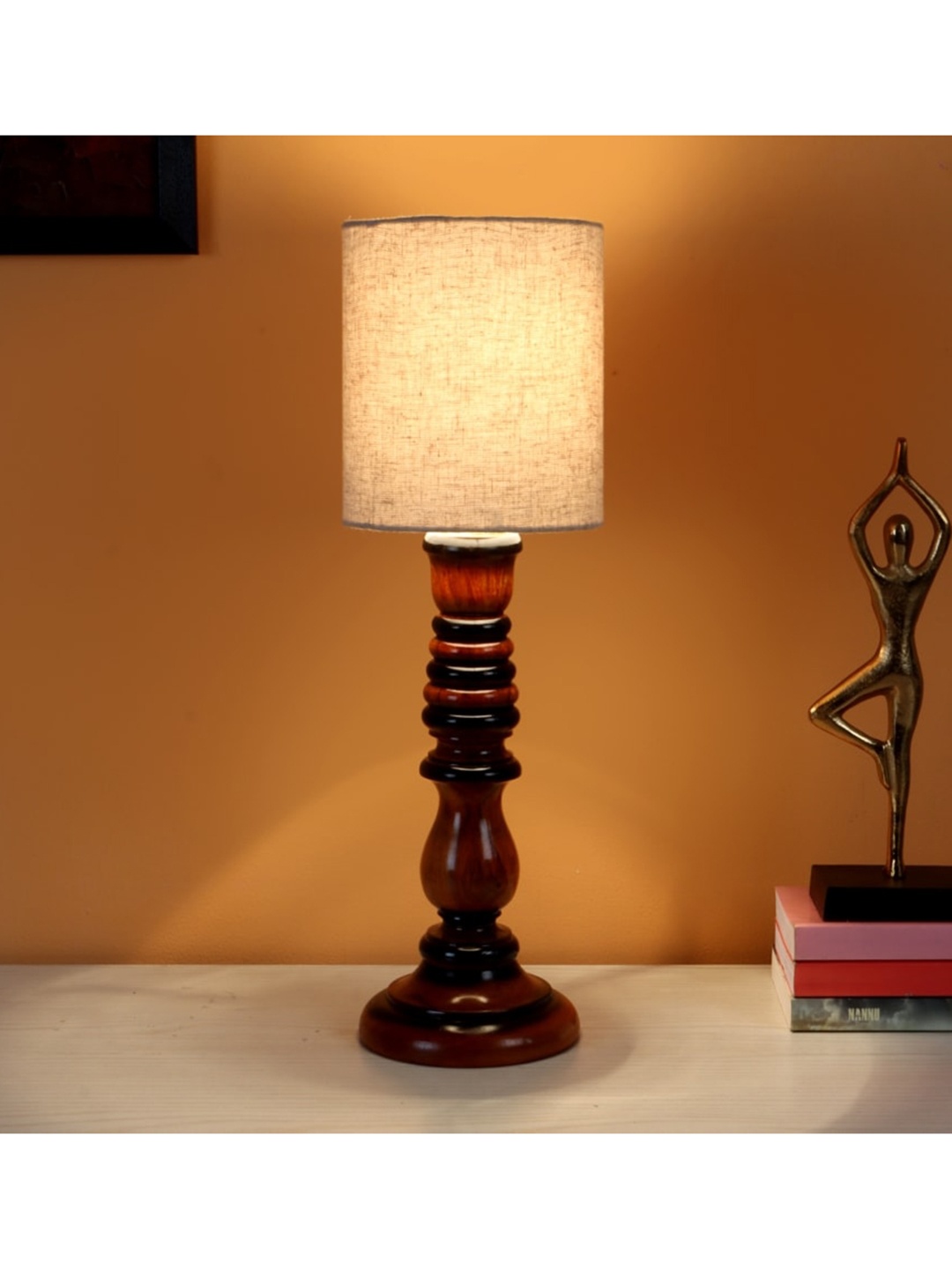 

BEVERLY STUDIO Brown & Beige Solid Jute Drum Shade Table Lamp