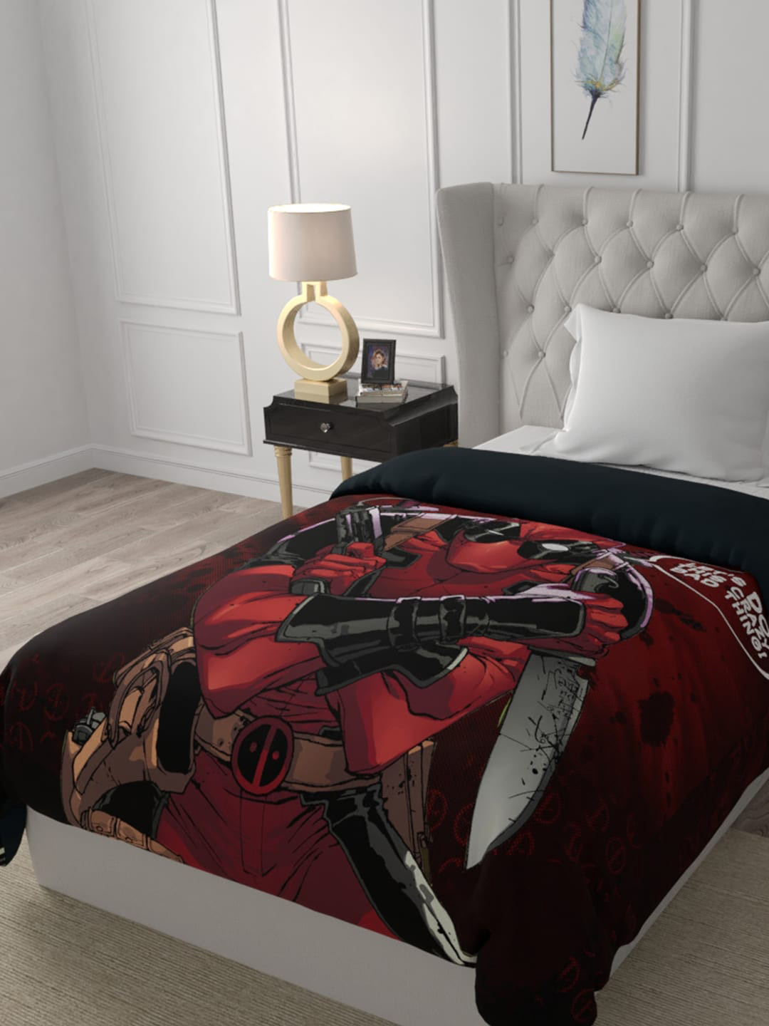 

Marvel Maroon & Black Cartoon Characters AC Room 150 GSM Single Bed Comforter