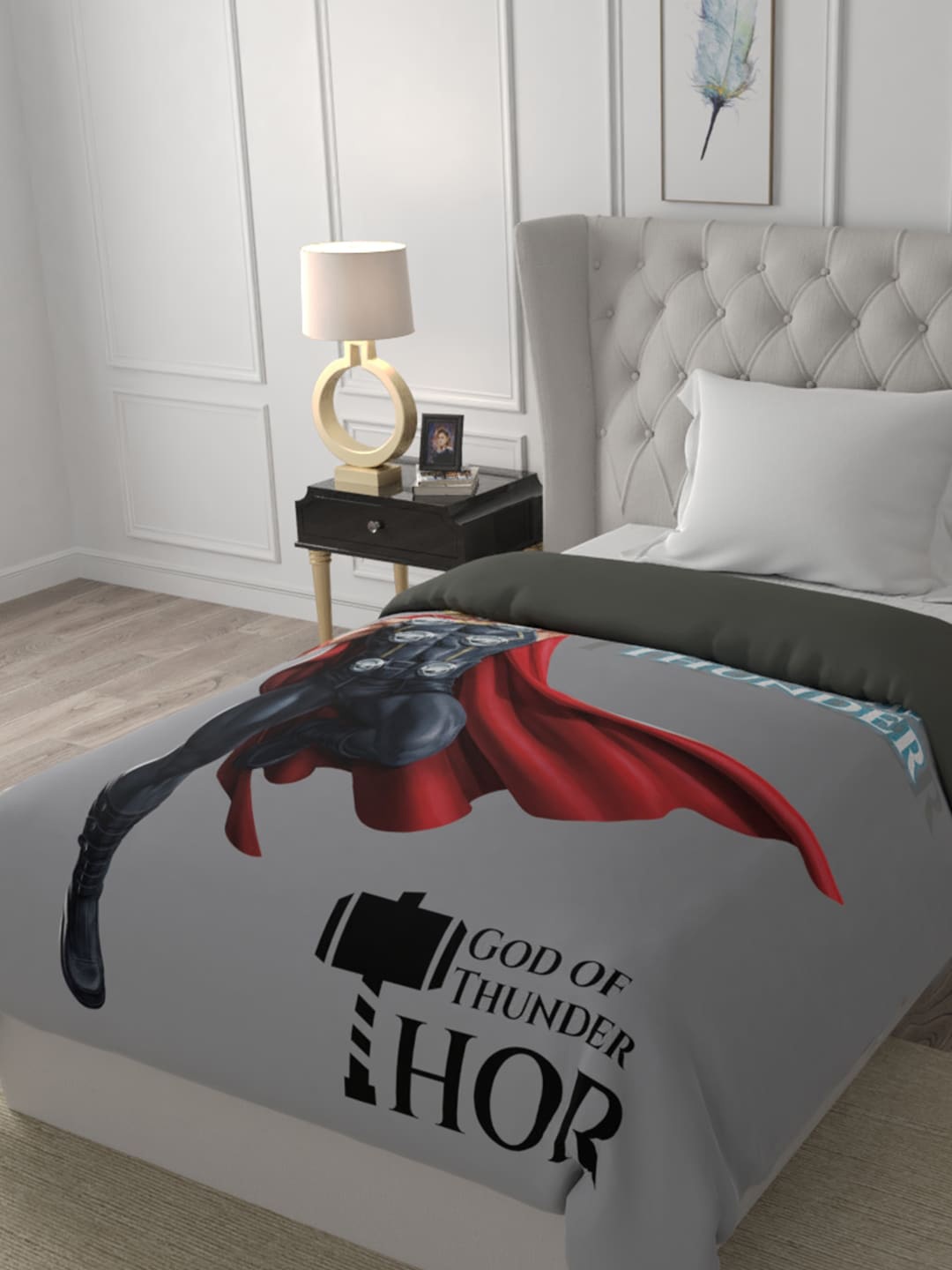 

Marvel Grey & Black Cartoon Characters AC Room 150 GSM Single Bed Comforter