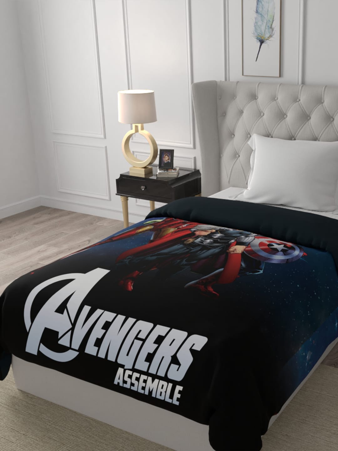 

Marvel Blue & White Cartoon Characters AC Room 150 GSM Single Bed Comforter