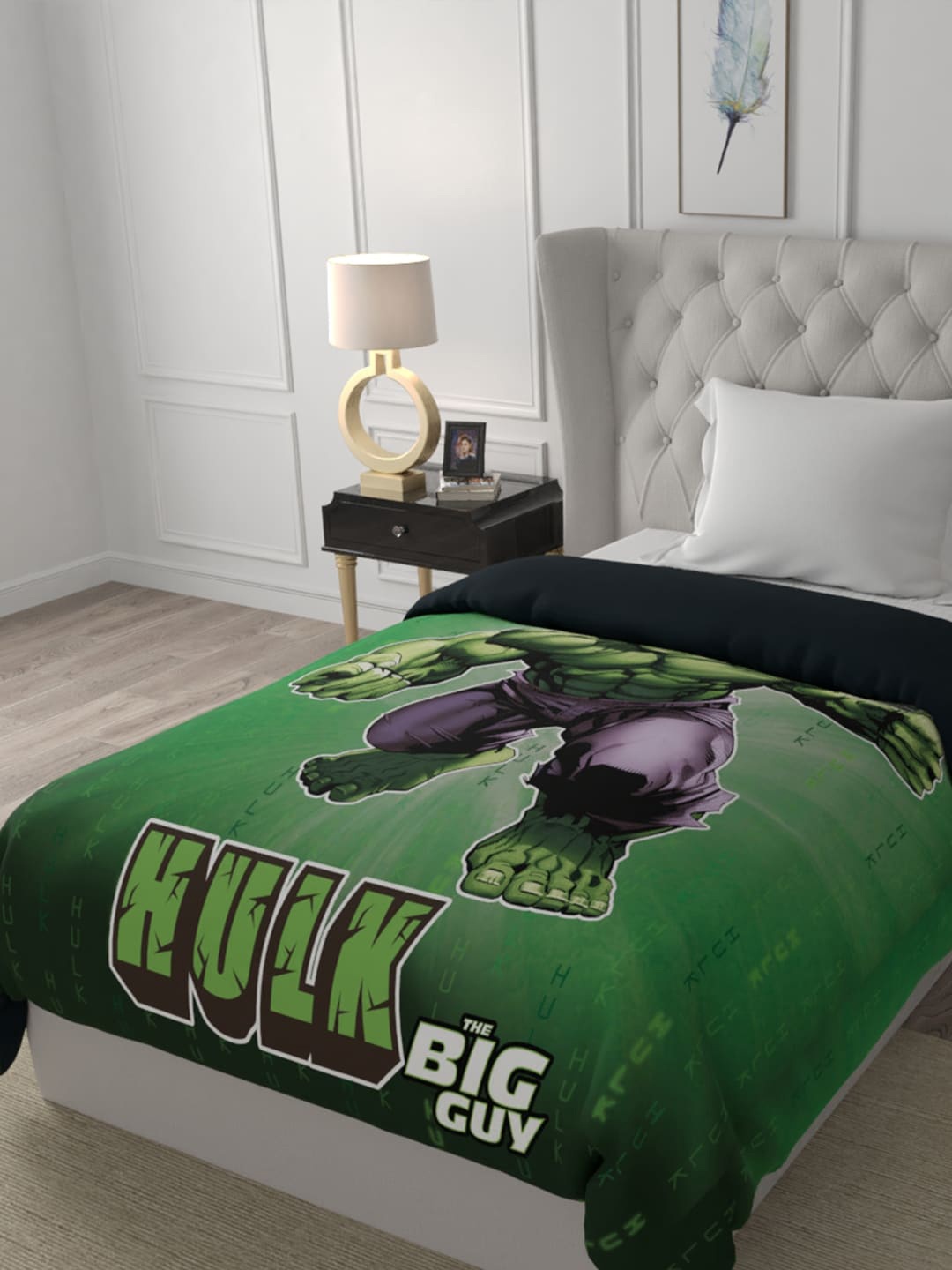 

Marvel Green & White Cartoon Characters AC Room 150 GSM Single Bed Comforter