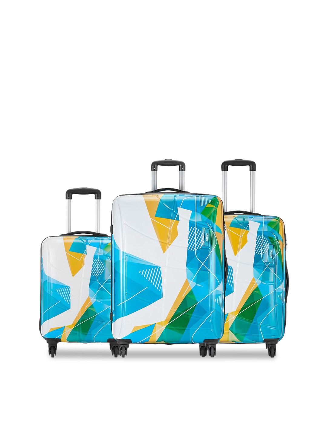 

Safari Luma Set of 3 Printed Hard Trolley Bag, Blue