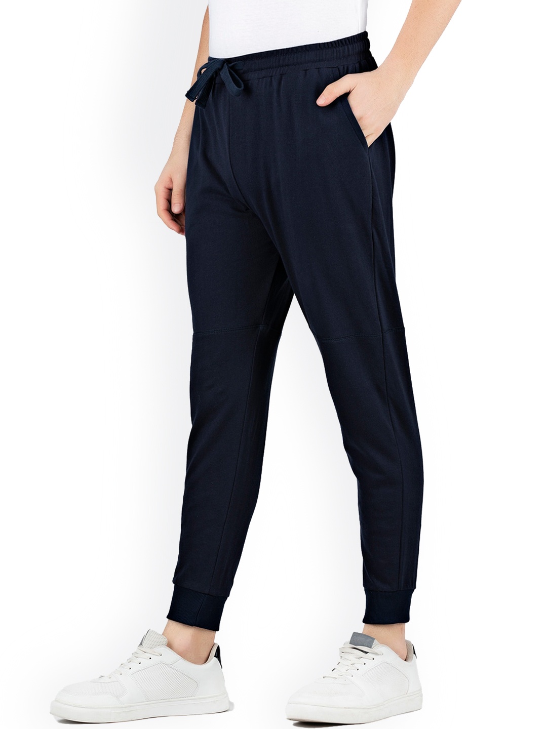 

FRATERNITY Men Navy-Blue Solid Pure Cotton Joggers