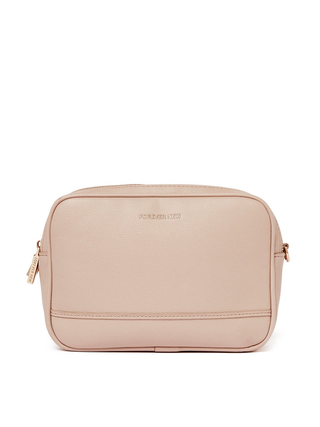 

Forever New Peach-Coloured PU Structured Sling Bag with Quilted