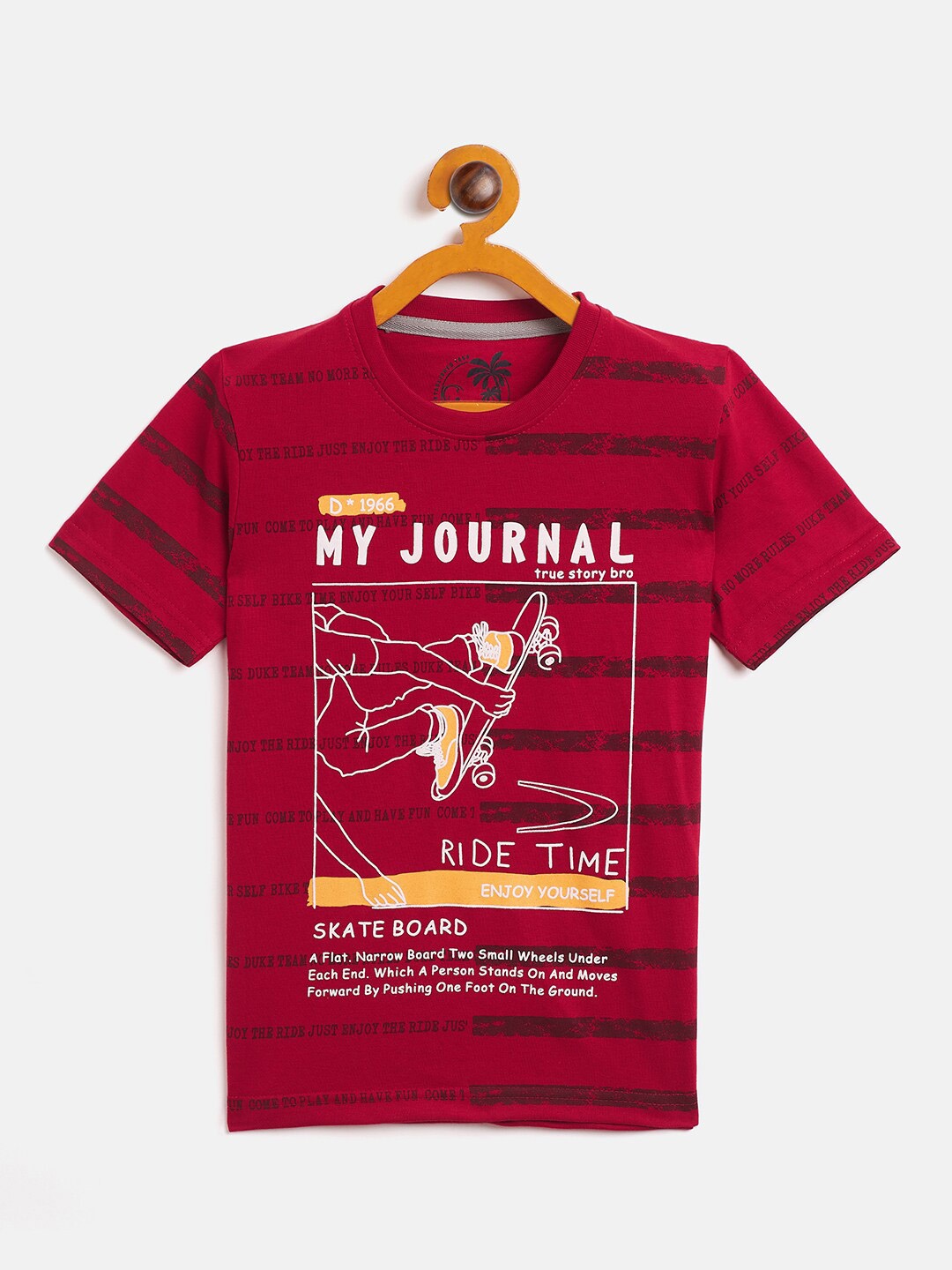 

Duke Boys Red Biker Striped Slim Fit T-shirt
