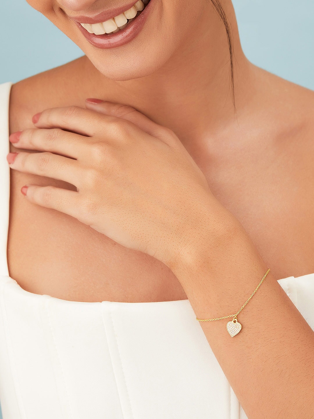 

Rubans 925 Sterling Silver Gold-Plated The Glazing Golden Heart Bracelet