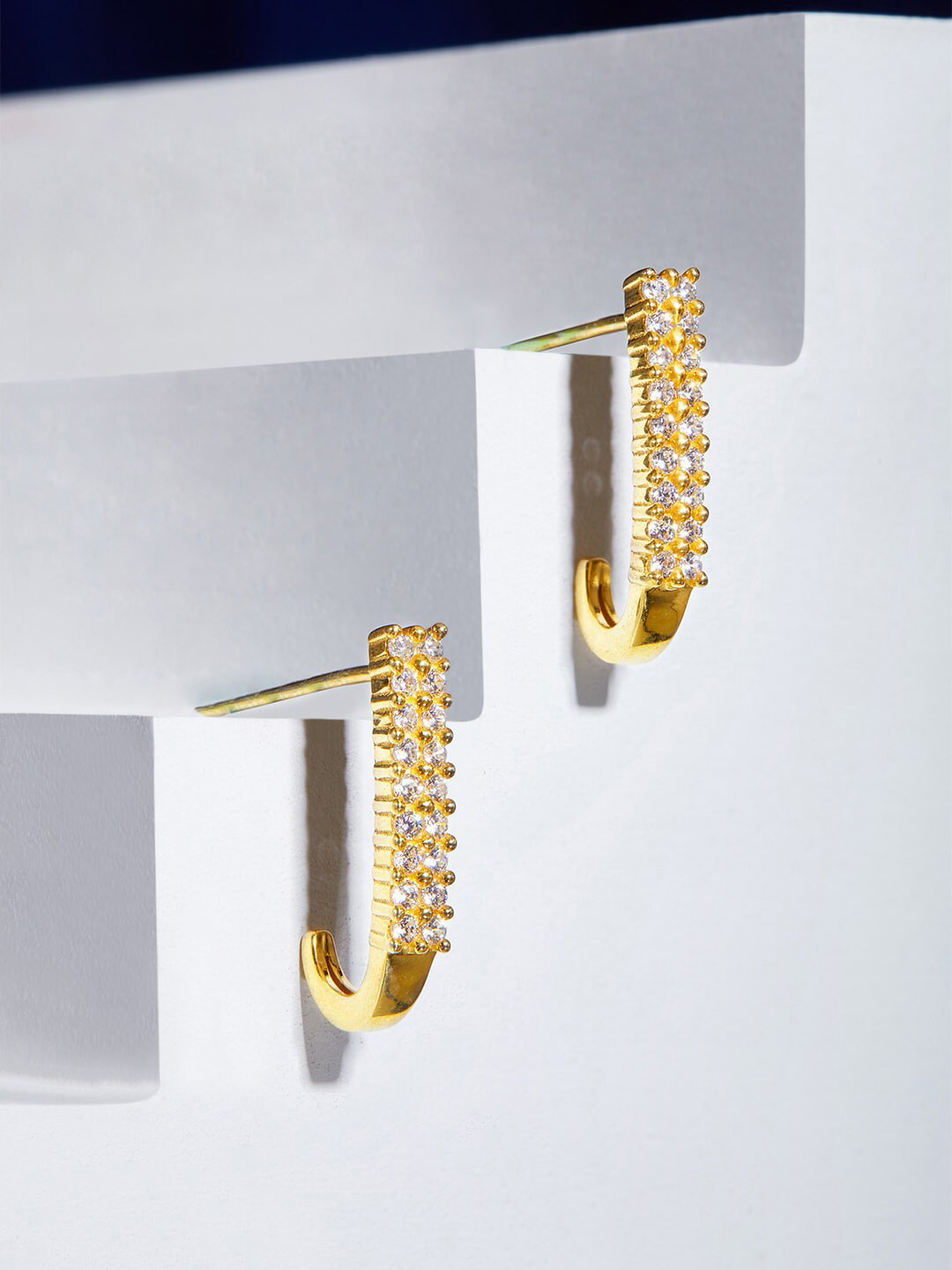 

Rubans 925 Sterling Silver Gold-Plated Basic Straight Line Stud Earrings