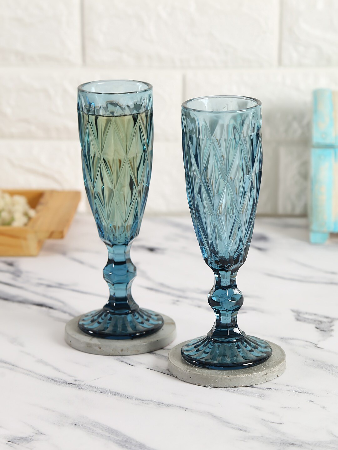 

India Circus by Krsnaa Mehta Blue Set of 2 Champagne Glasses 150 ml Each