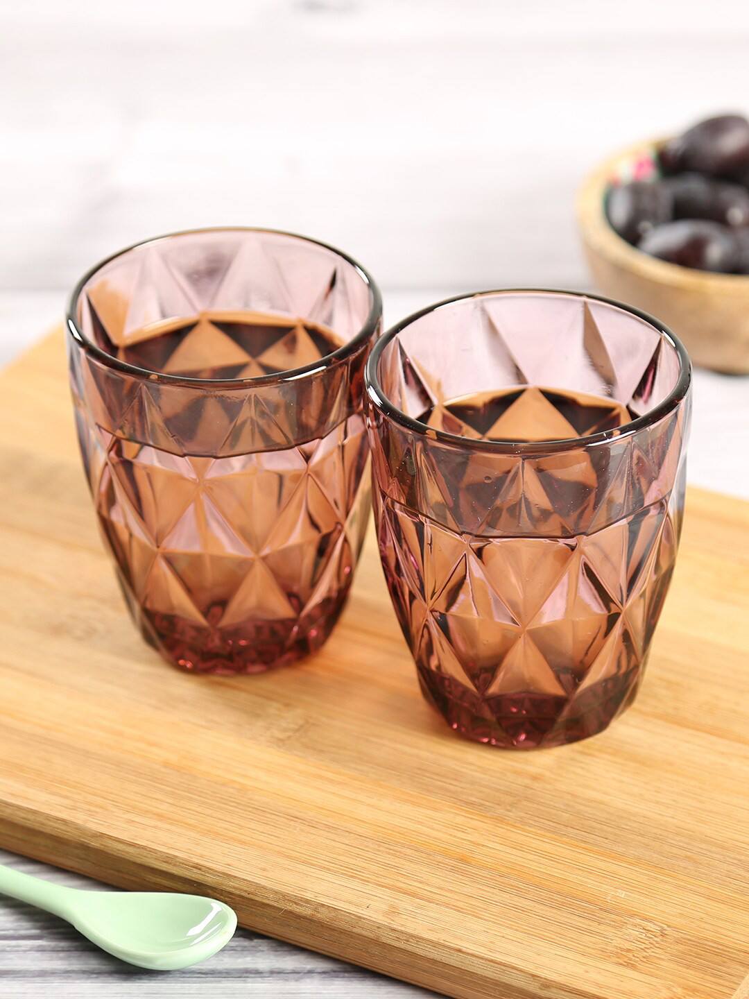 

India Circus by Krsnaa Mehta Set Of 2 Rose Gold-Colored Embossed Small Glasses