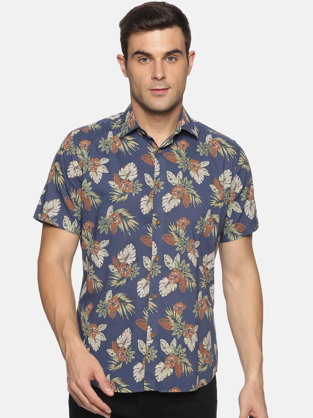 

DON VINO Men Blue Relaxed Floral Printed Party Shirt