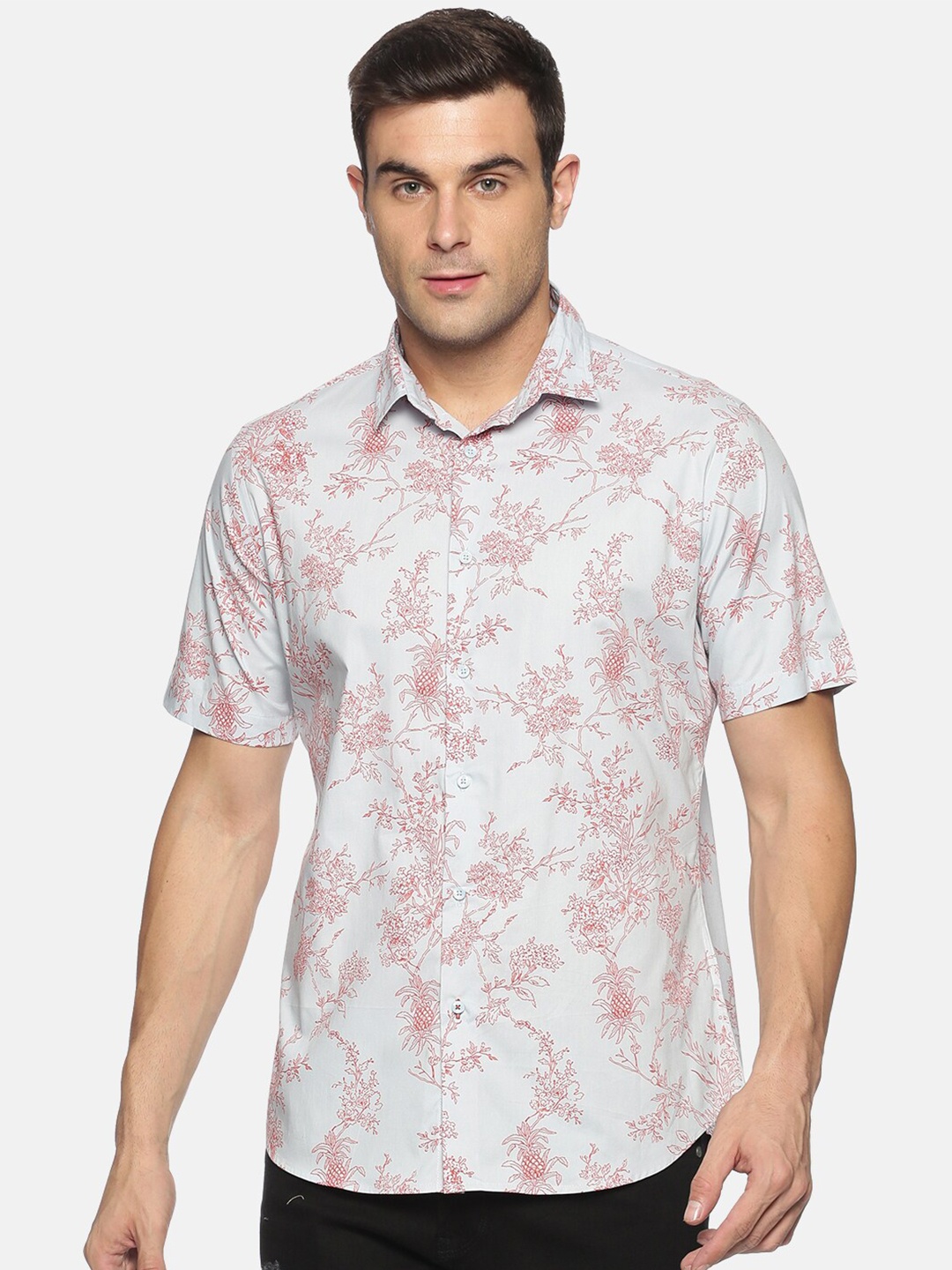 

DON VINO Men Grey Relaxed Floral Printed Party Shirt