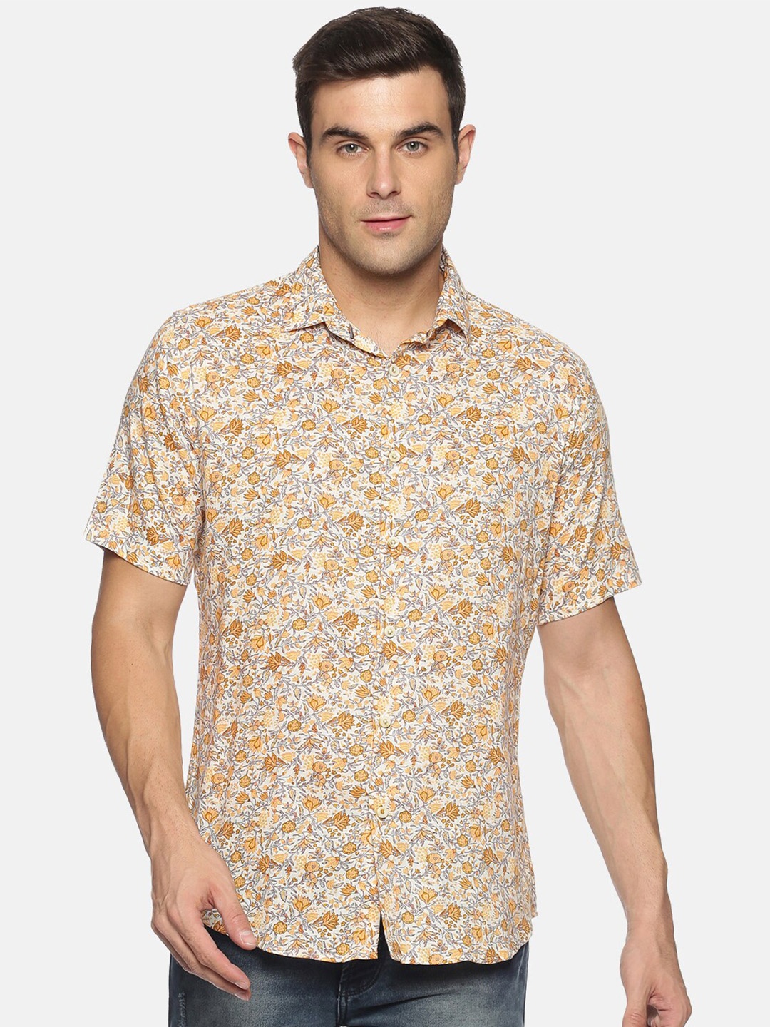 

DON VINO Men Beige Relaxed Floral Printed Party Shirt