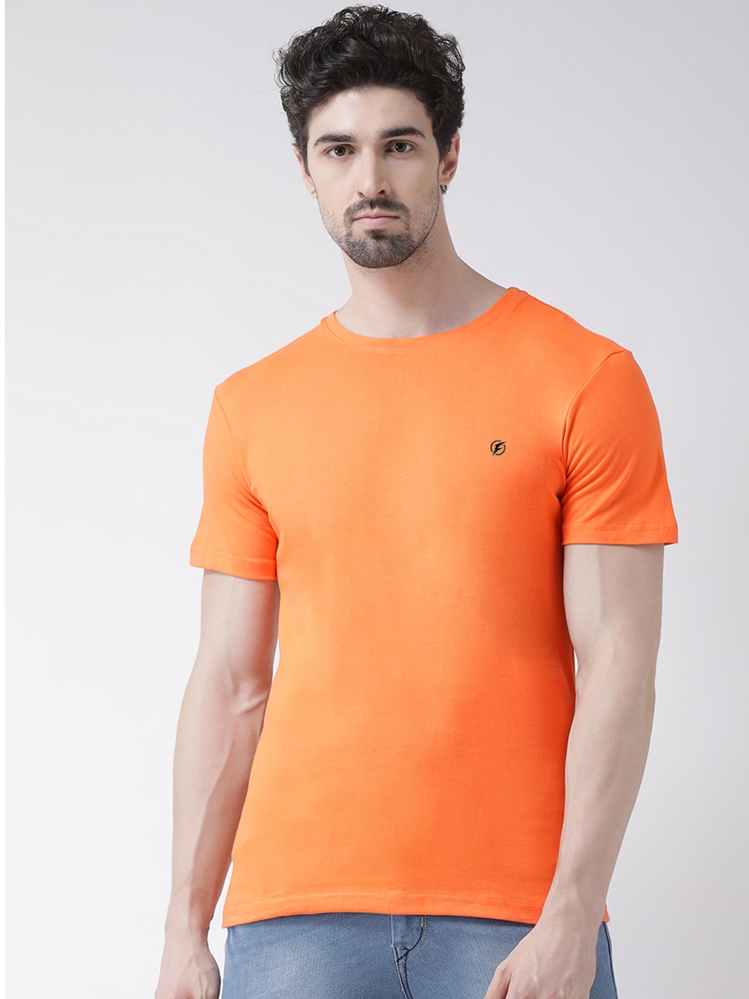 

Friskers Men Orange Raw Edge T-shirt