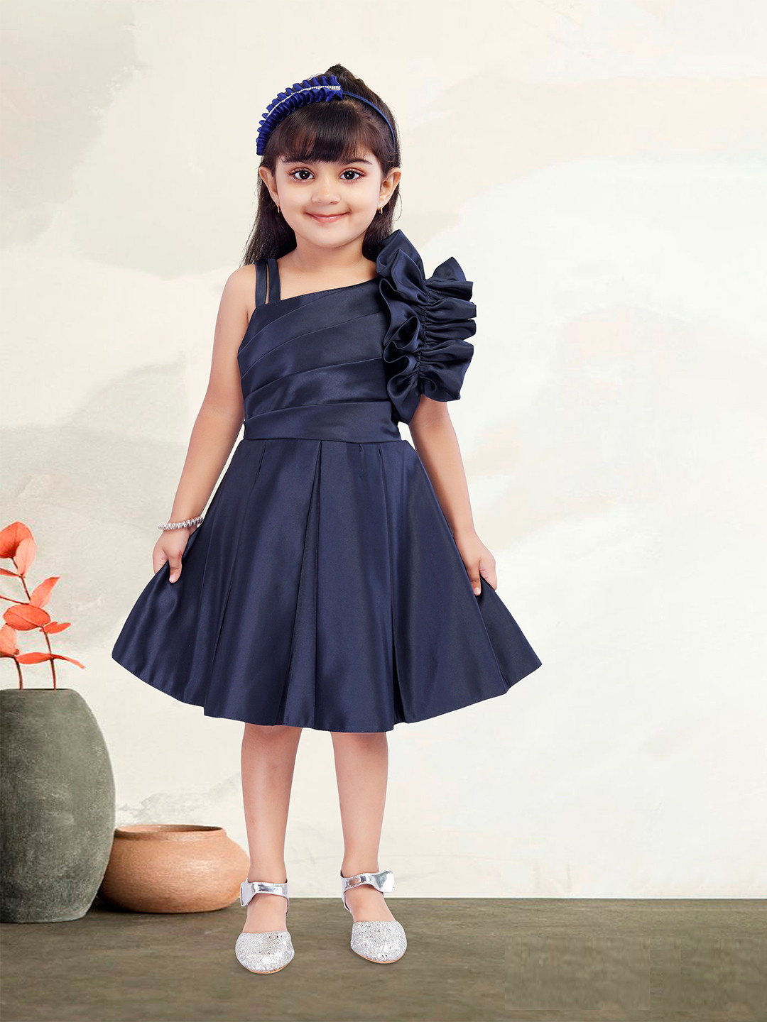 

The Magic Wand girls Navy Blue Satin Dress