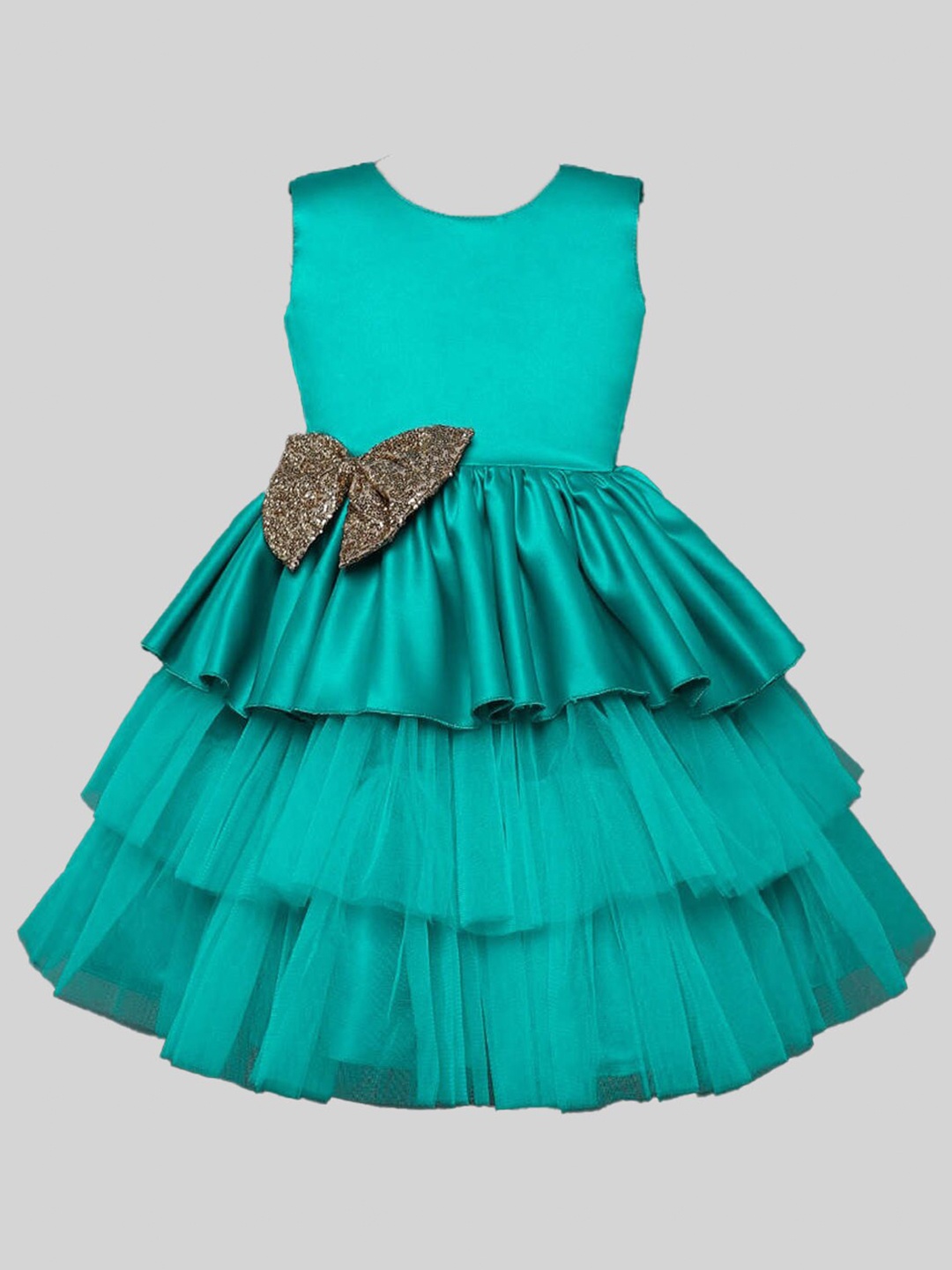 

The Magic Wand girls Sea Green Net Dress