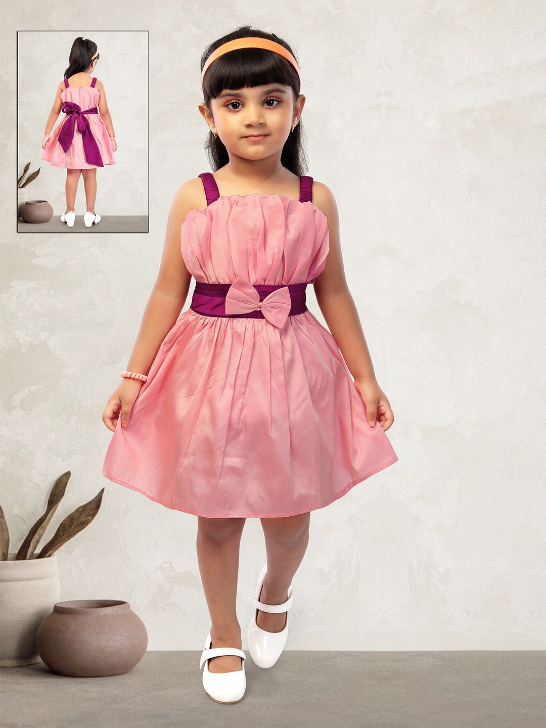 

The Magic Wand girls Pink Satin Dress