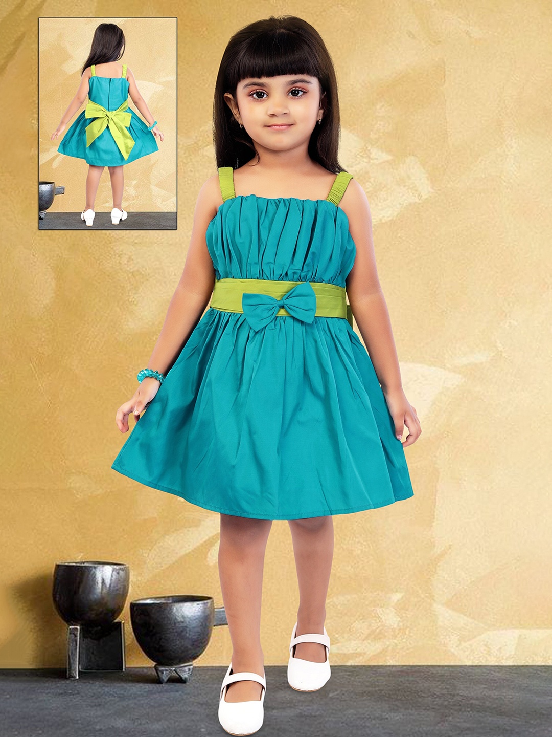 

The Magic Wand Girls Turquoise Blue Satin Dress