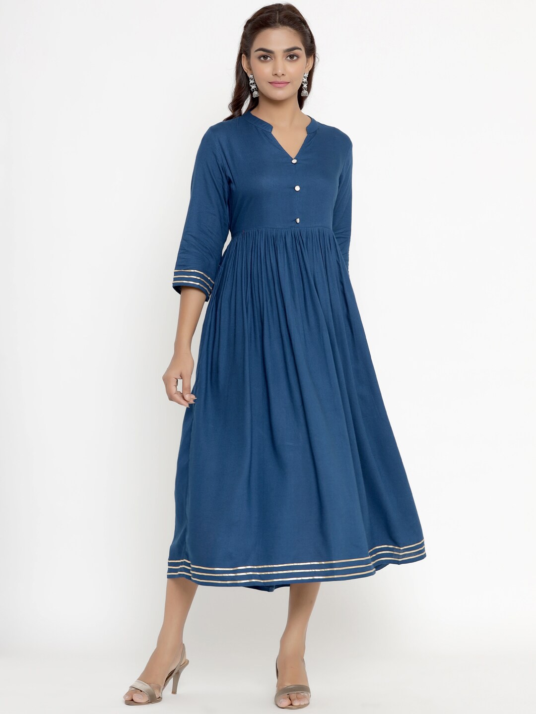 

MIRAVAN Blue Empire Midi Dress