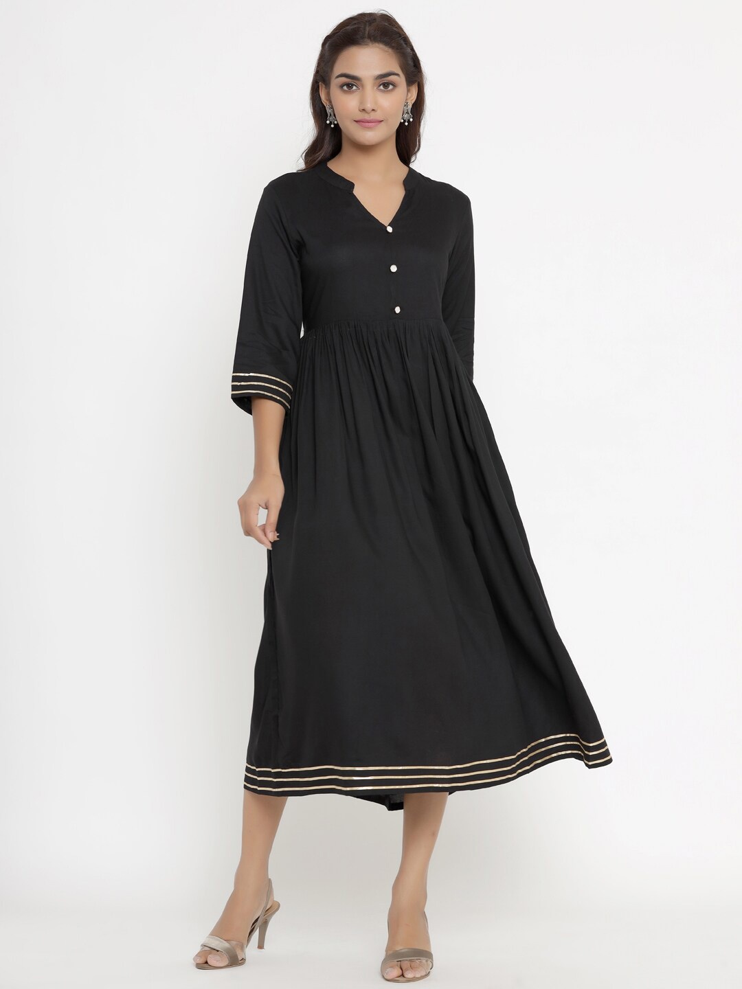 

MIRAVAN Black Empire Midi Dress