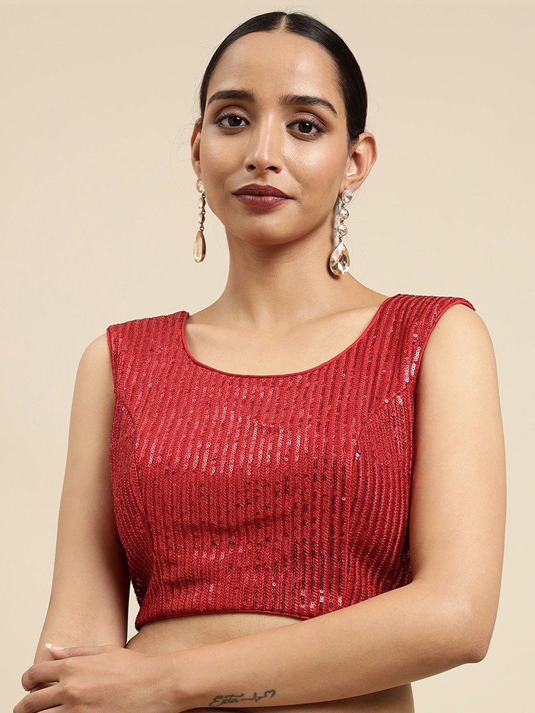 

MIMOSA Women Red Embellished Saree Blouse