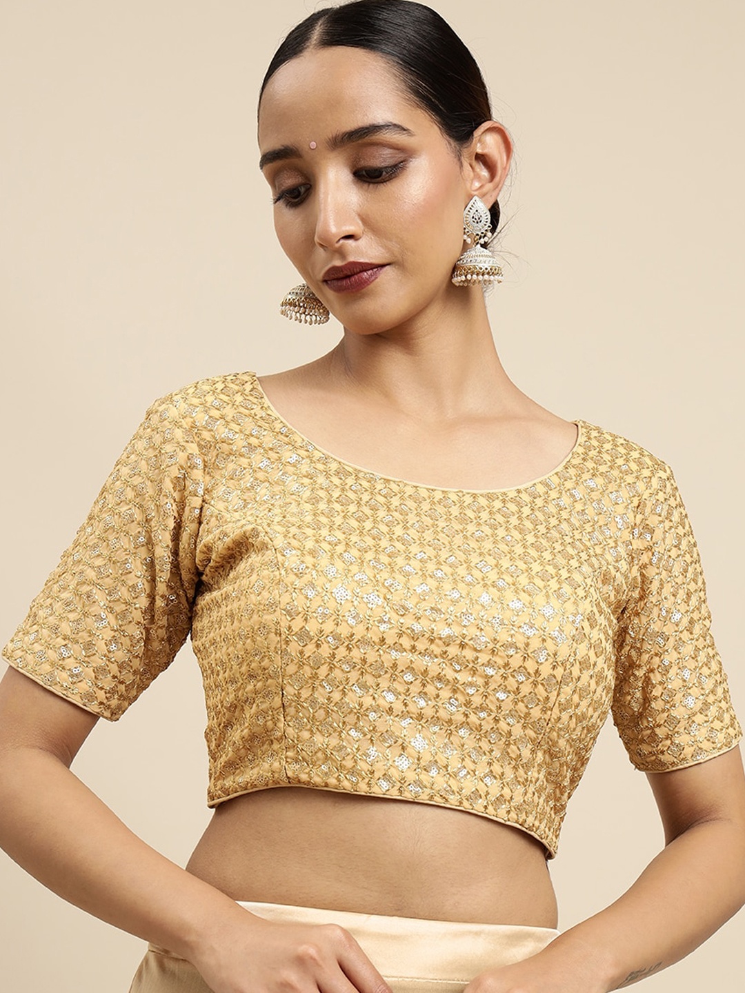

Mimosa Beige Embroidered Readymade Blouse