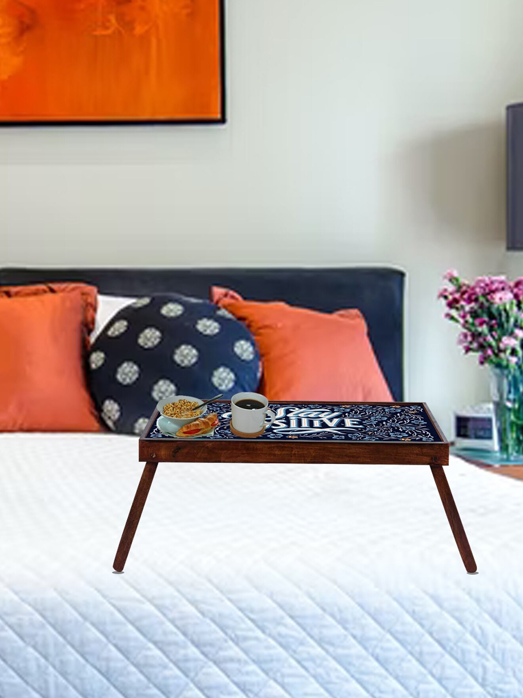 

GLOBALLY INDIAN Navy Blue & Brown Printed Foldable Laptop Table