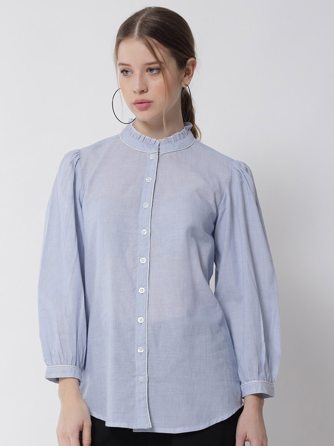 

Tulsattva Blue Shirt Style Top