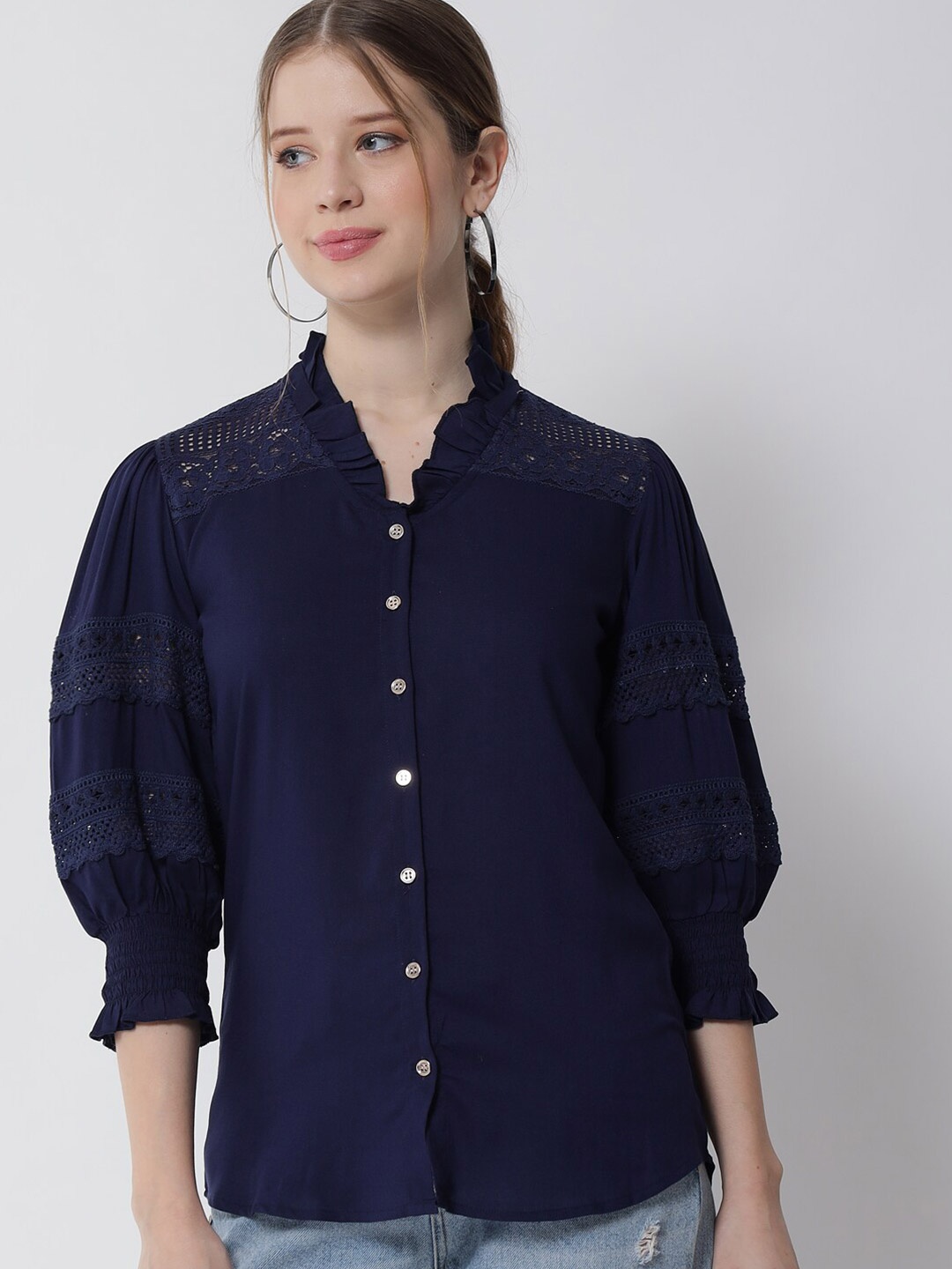 

Tulsattva Blue Ruffles Top