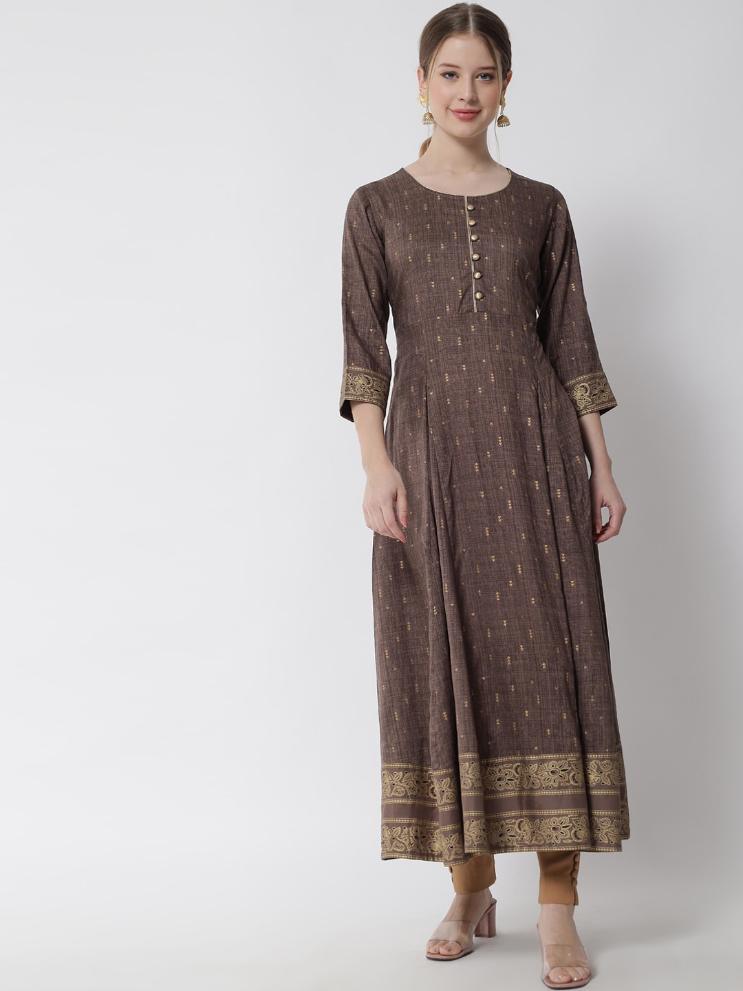 

Tulsattva Women Brown Ethnic Motifs Anarkali Kurta