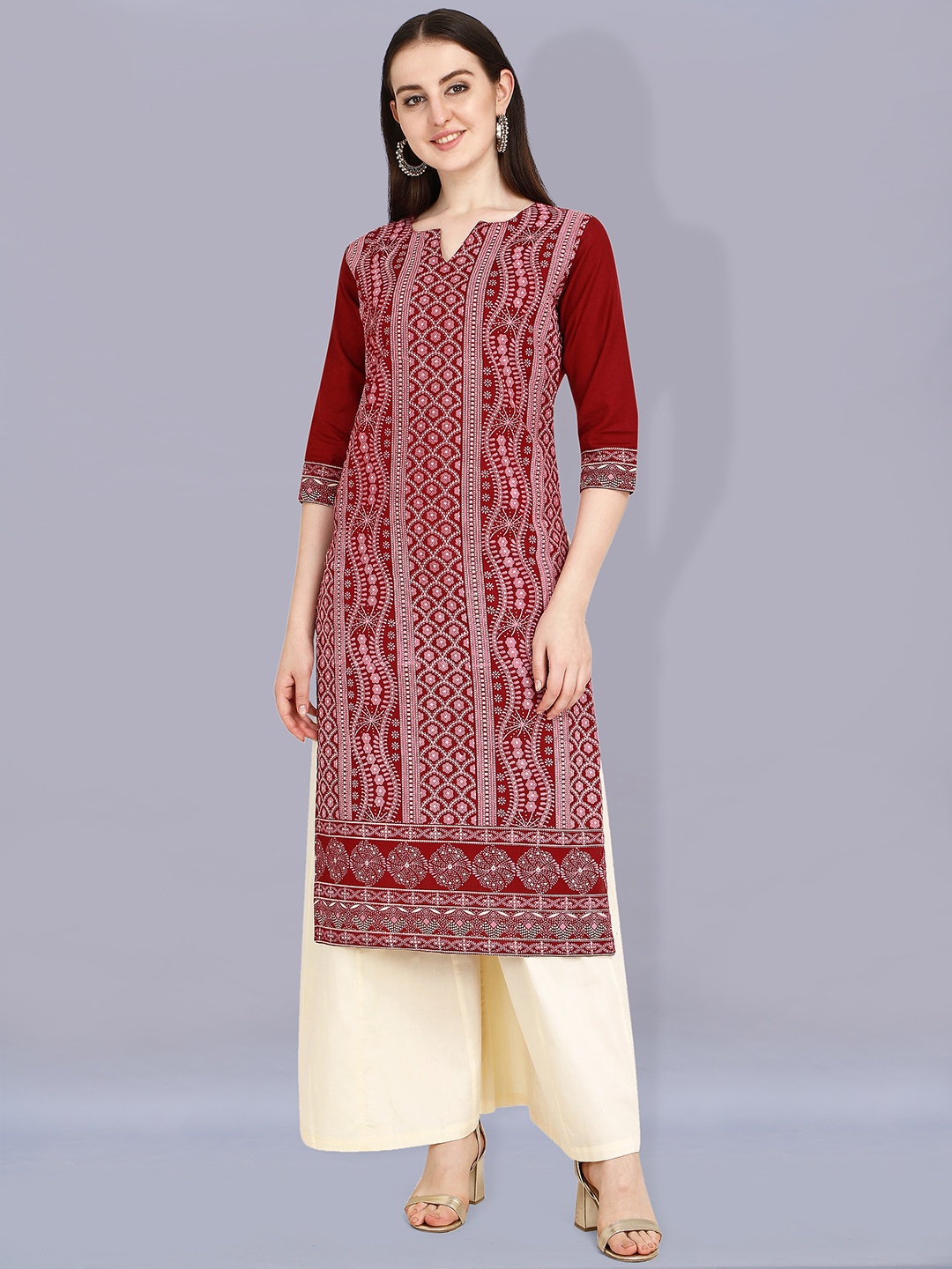 

RGHT Women Maroon Ethnic Motifs Printed Kurta