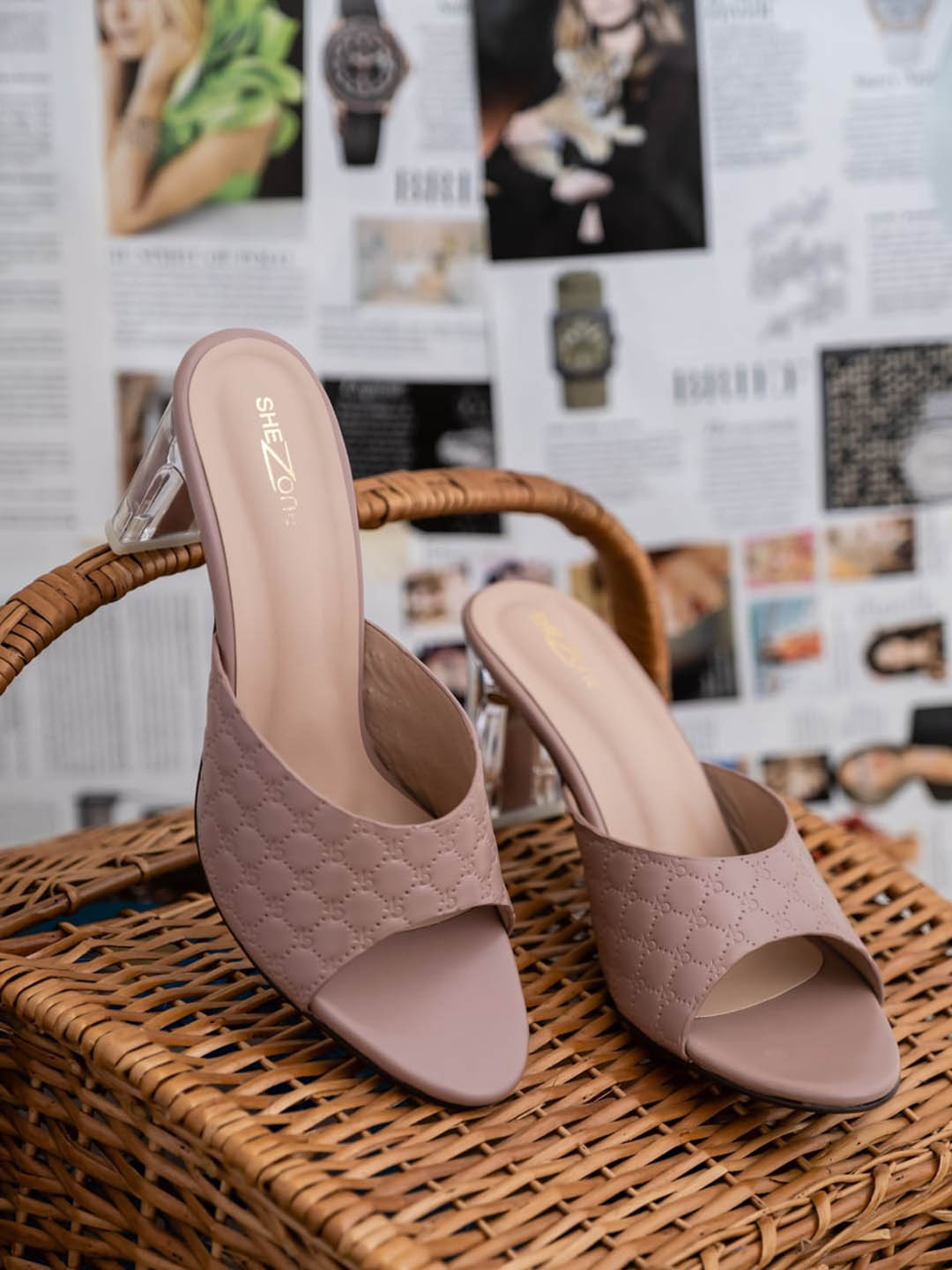 

Shezone Peach-Coloured Block Heels