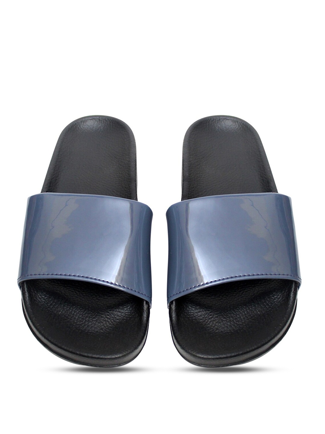 

ADIVER Women Blue & Black Solid Flip Flop Sliders