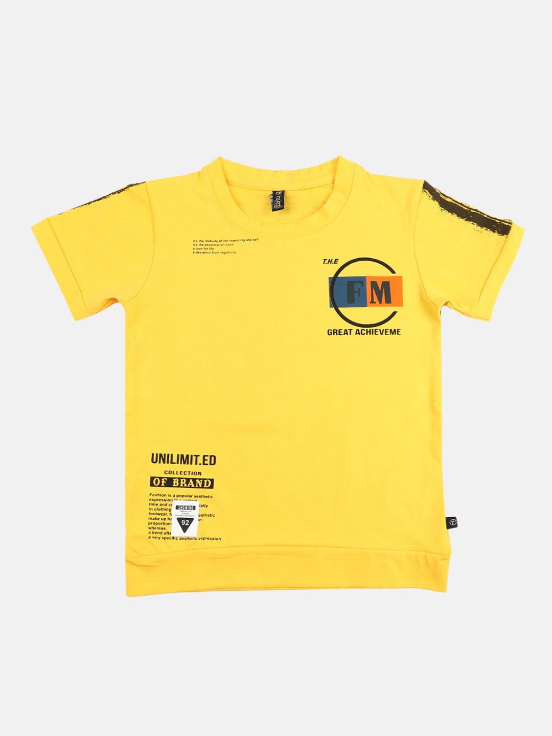 

V-Mart Boys Yellow Typography Printed T-shirt