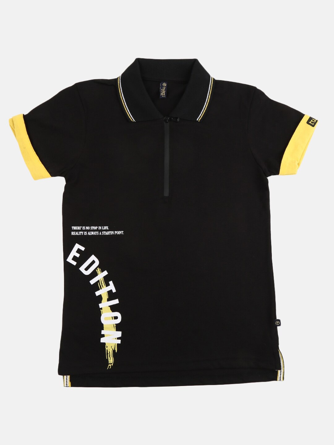 

V-Mart Boys Black & Yellow Polo Collar T-shirt