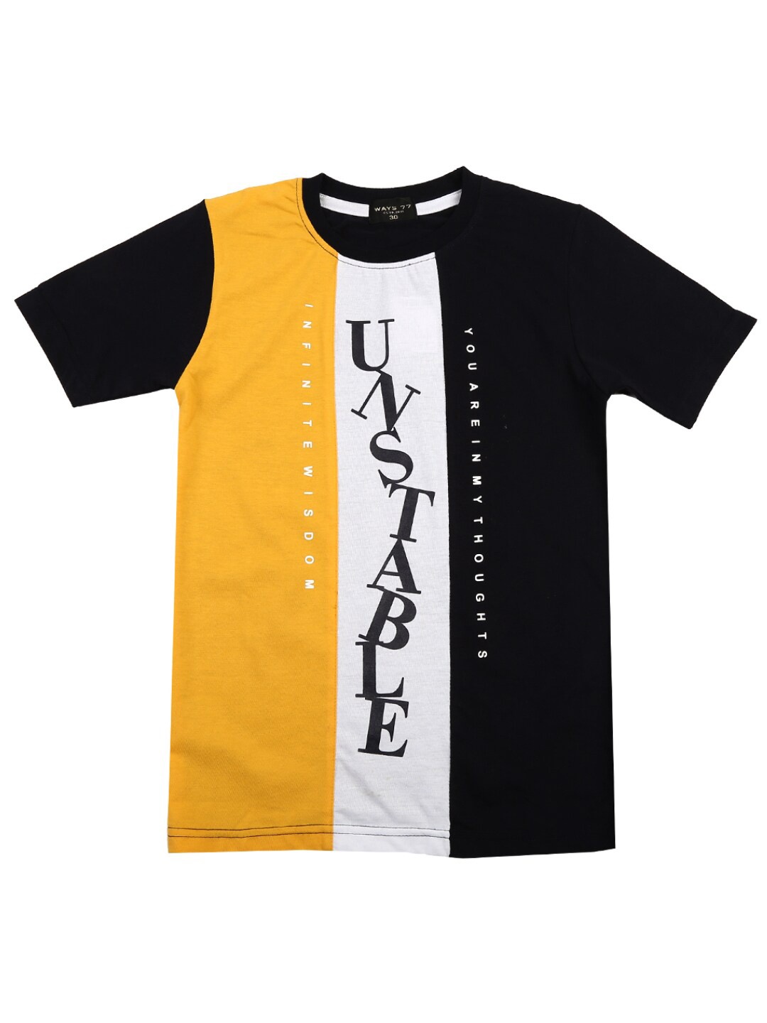 

V-Mart Boys Navy Blue & Yellow Typography Printed T-shirt