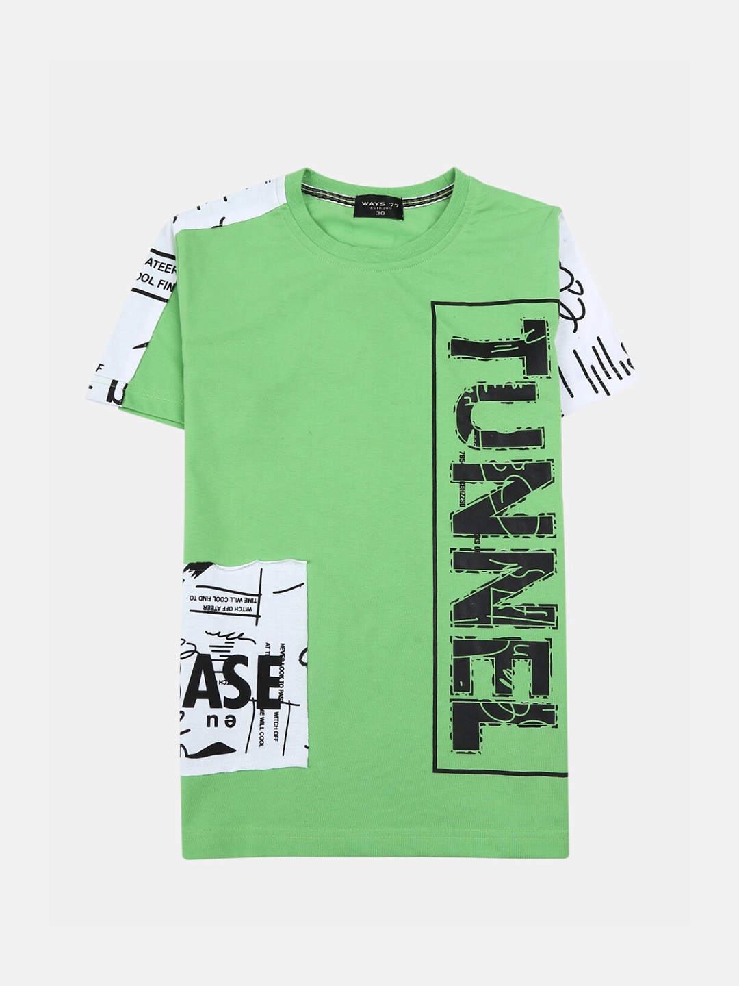 

V-Mart Boys Green & White Typography Printed T-shirt