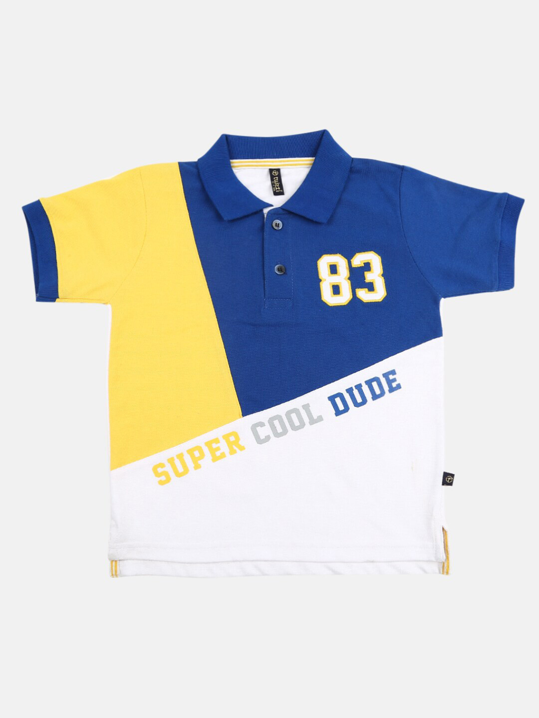 

V-Mart Boys Yellow & Blue Colourblocked Polo Collar T-shirt