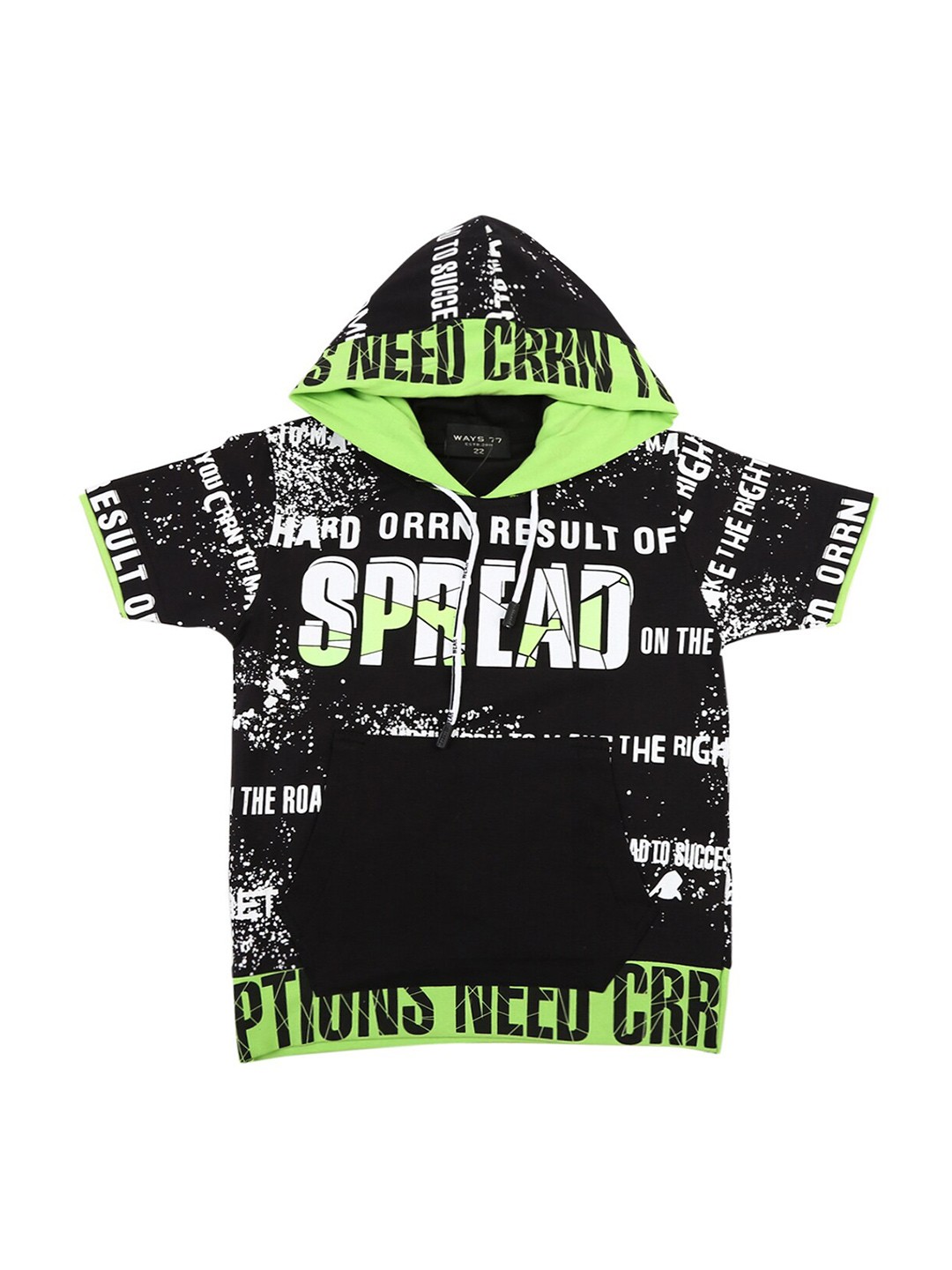 

V-Mart Boys Black & Green Typography Printed T-shirt