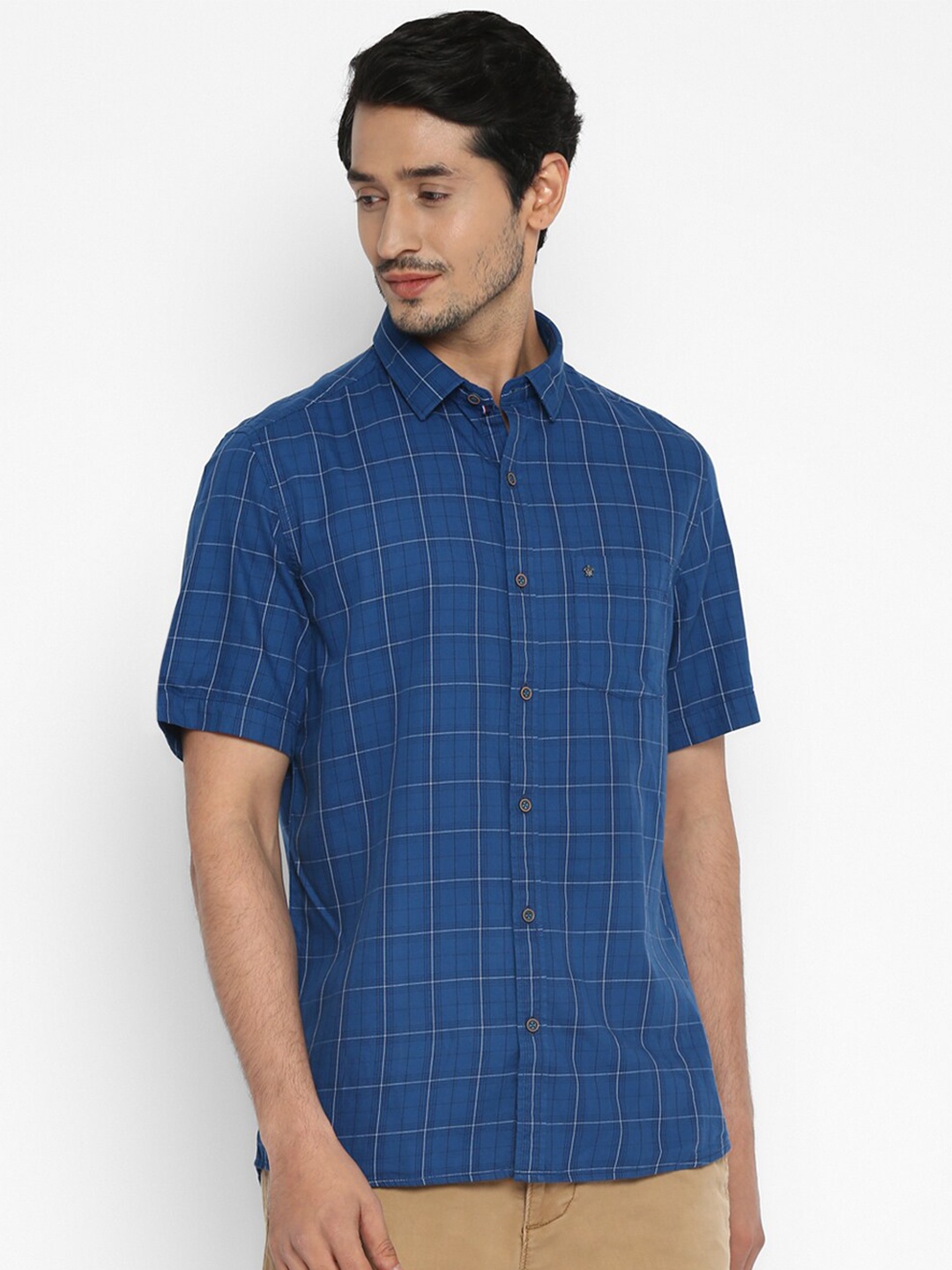 

Turtle Men Blue Slim Fit Checked Casual Shirt