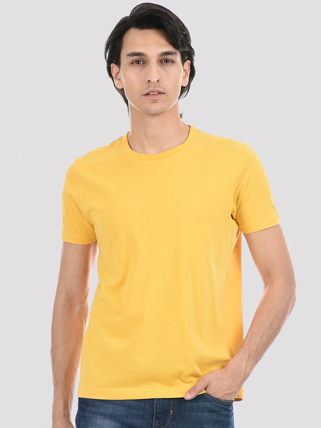 

ONEWAY Men Yellow Round Neck T-shirt